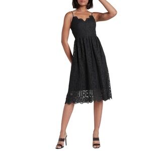 Black Lace Midi Dress All Over‎ Floral Express XS NWT